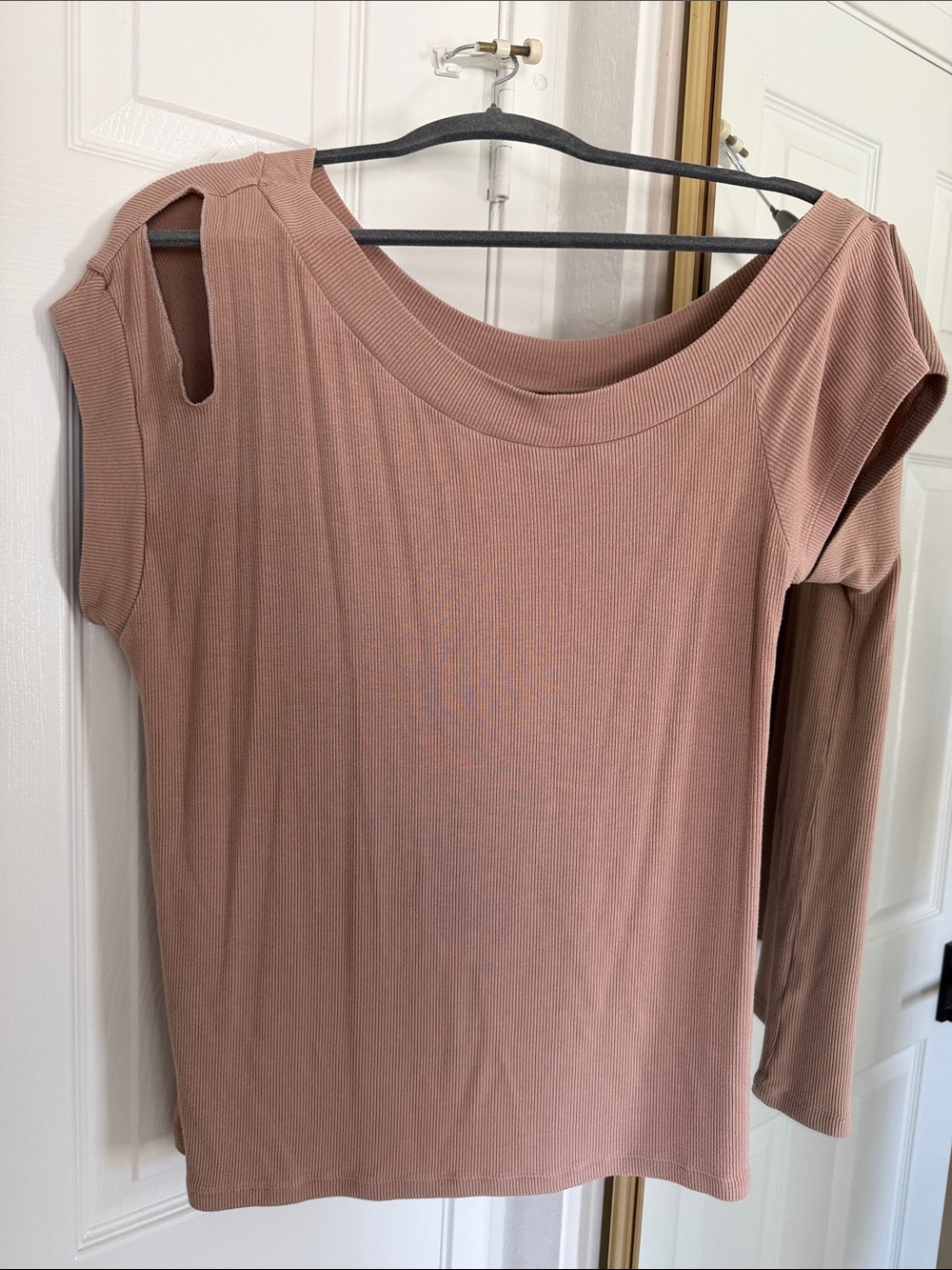 Women's One-Shoulder Ribbed Top - Mauve Pink
